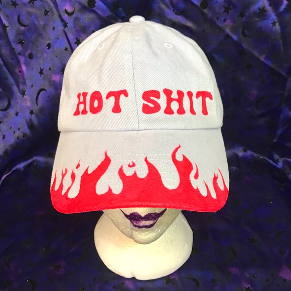 BBC hand painted “hot shit” flames neon hat - Picture 4 of 11
